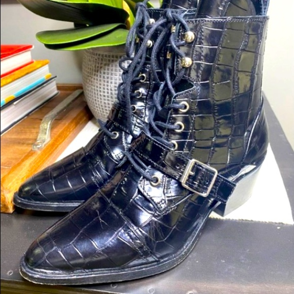 ALLSAINTS Women's Katy Croc-Embossed Boots 38